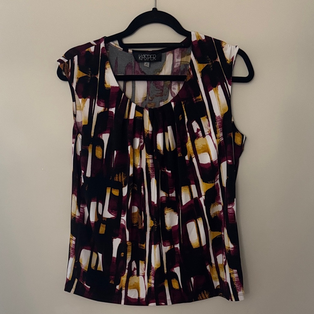 Kasper Women's Sleeveless Top - Black, Purple, White, Yellow size medium